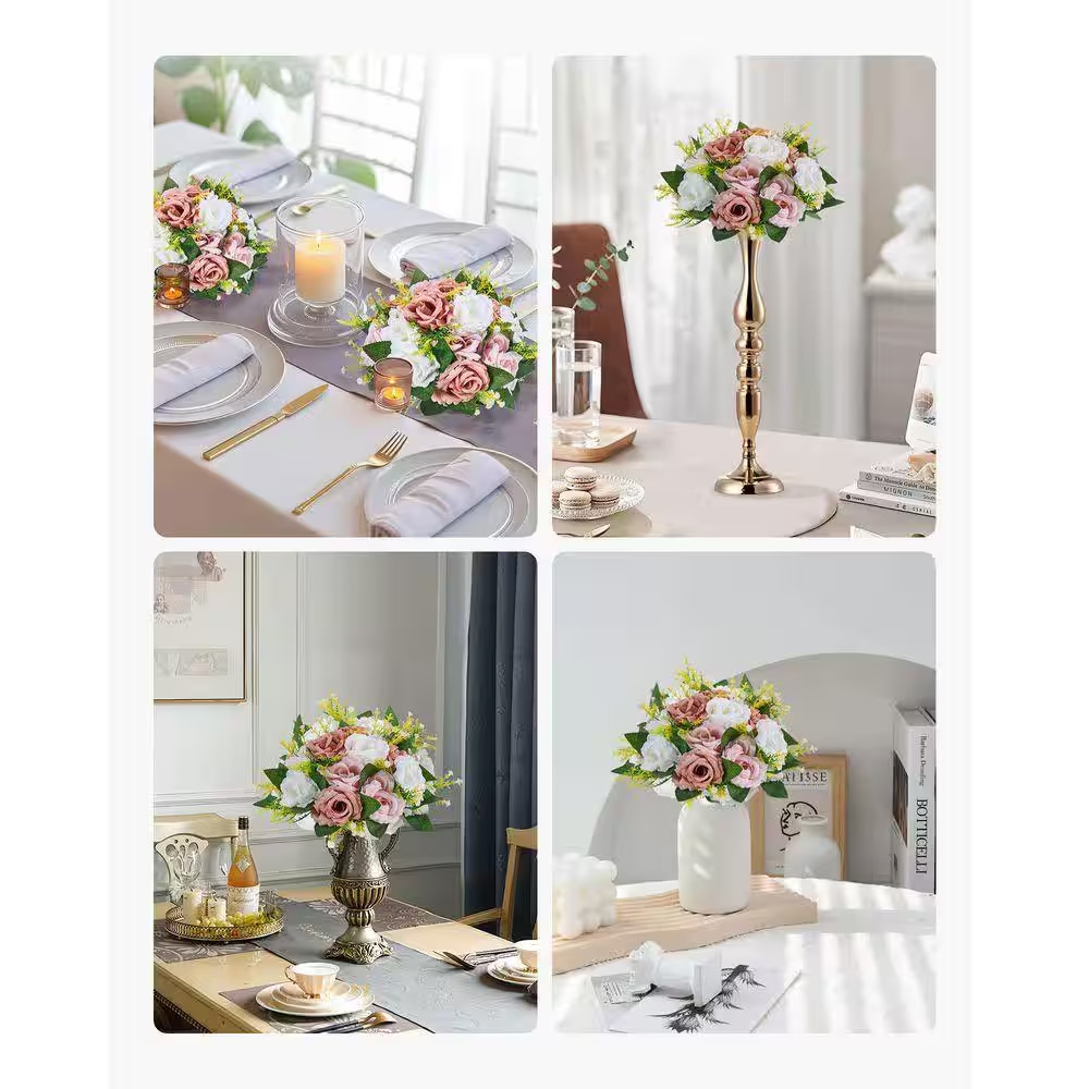 Flower Ball Arrangement Bouquet 10PCS, Wedding Table Centerpieces, 4.72 In. Whit