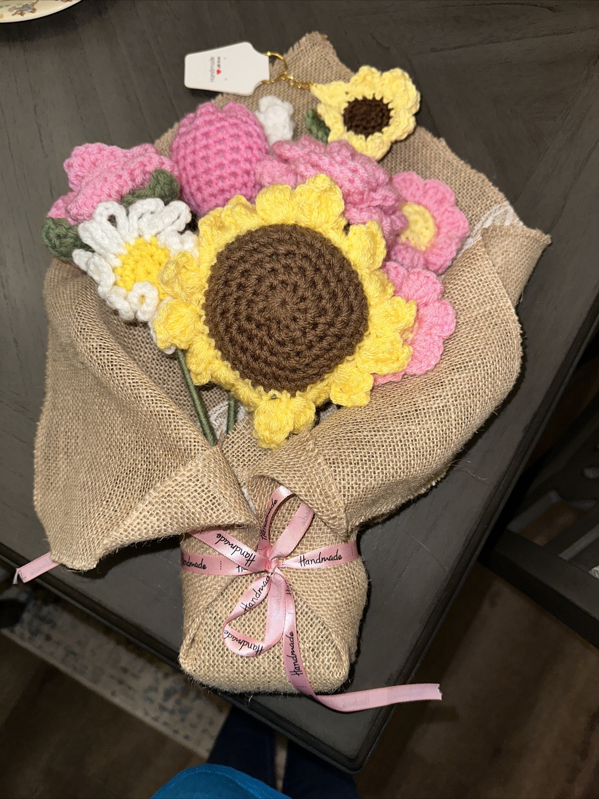 BEAUTIFUL Handmade Knitted Bouquet Crochet Flowers Sunflower, Daisy & Rose New