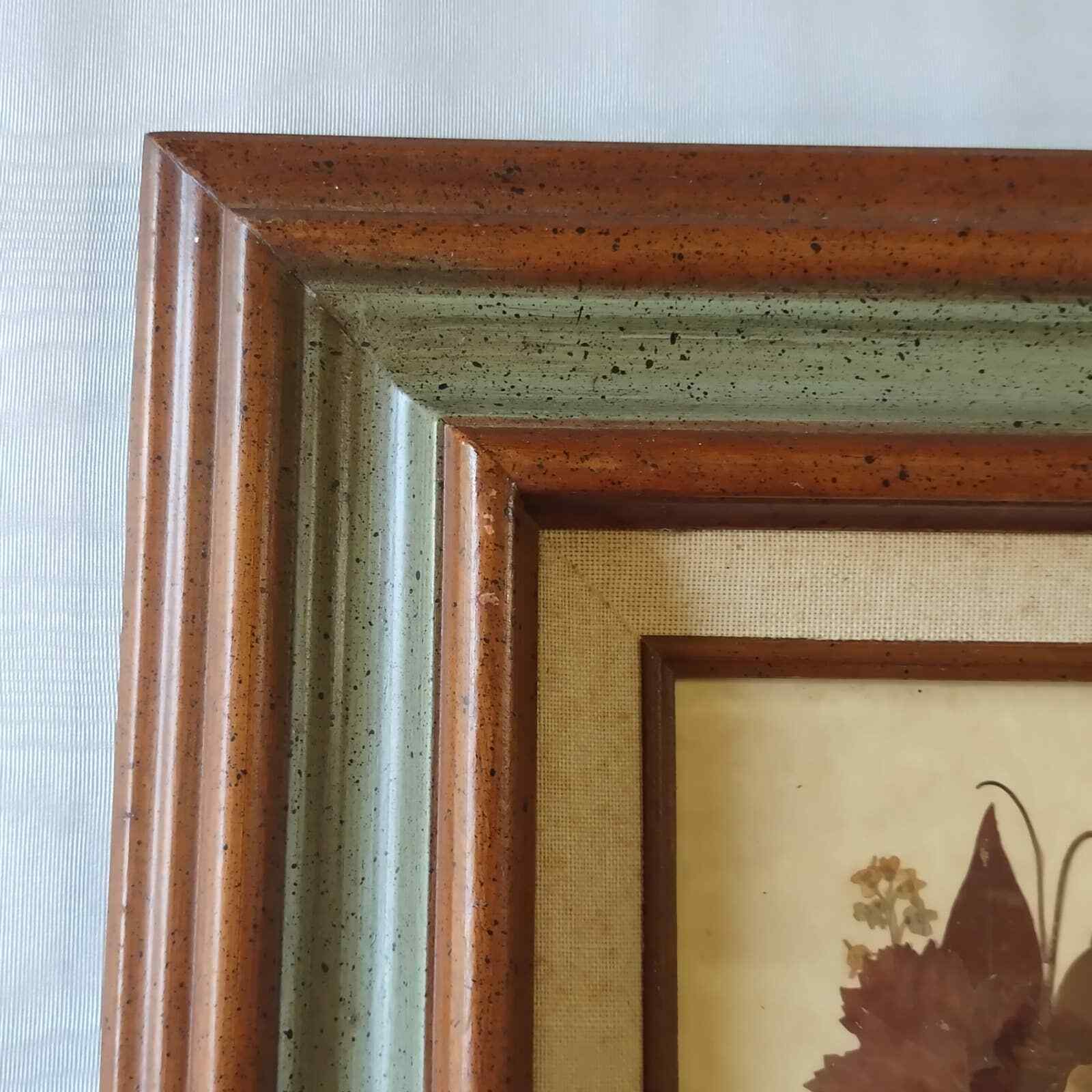 Dried Wild Flowers Dogwood Leaves Naturalistic Green Brown Framed Picture