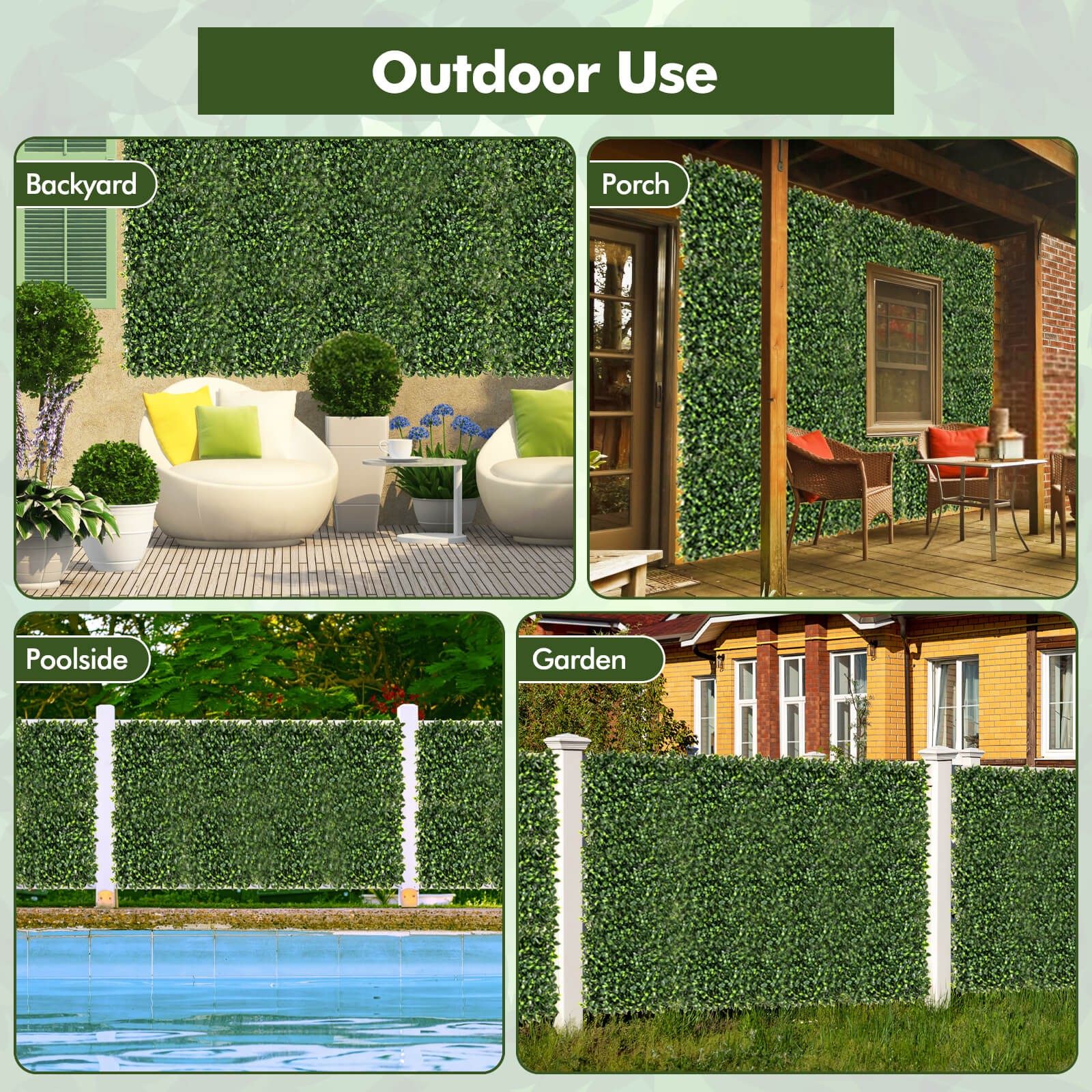12 Pcs 20″ x 20″ Faux Topiary Gardenia Shrub Grass Panels w/Insertable Branches