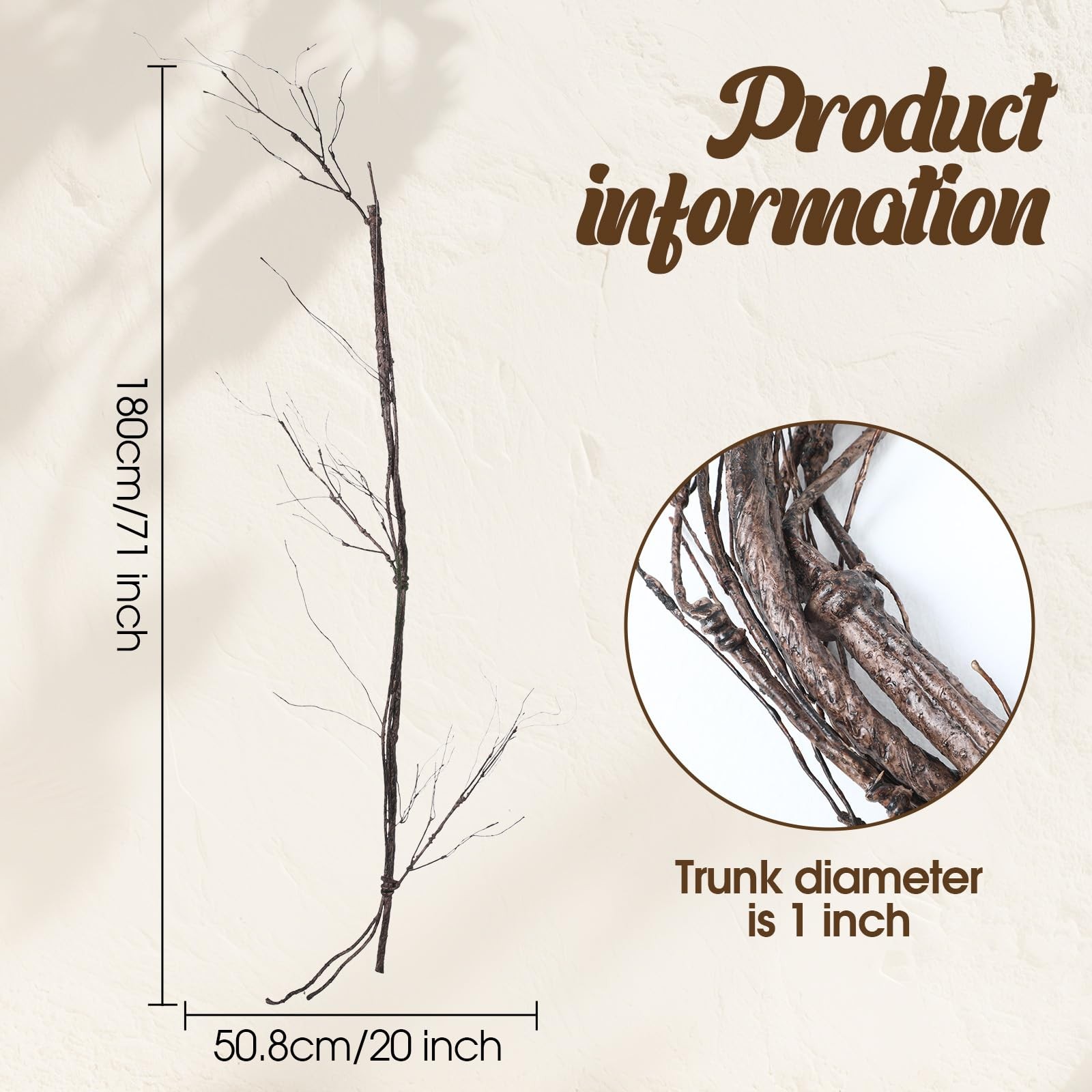 71 Inch Artificial Tree Branches Large Bendable Faux Twig Branches with Metal…