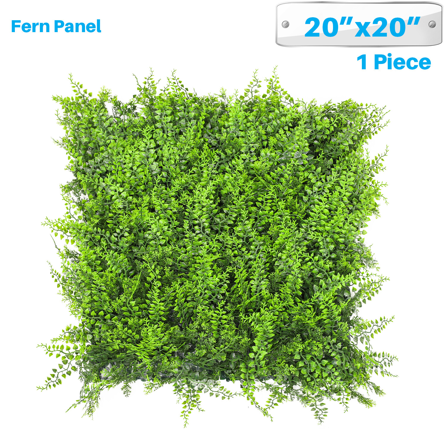 20″x20″ Artificial Grass Wall Decor Privacy Fence Panel, Fern with Backing