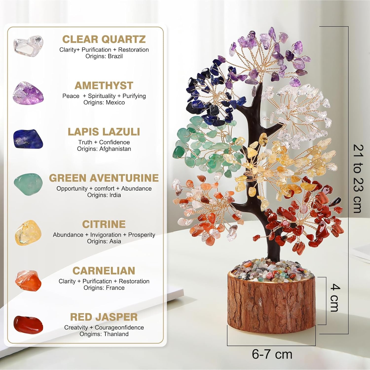 7 Chakra Crystal Tree of Life,Birthday Gifts for Women, Healing 7 Color