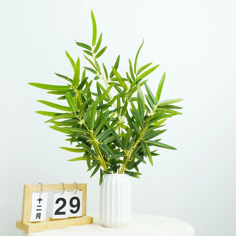 6 Pcs Tree Branch 19.7 Inches Artificial Bamboo Leaves Faux Green Silk Bamboo…