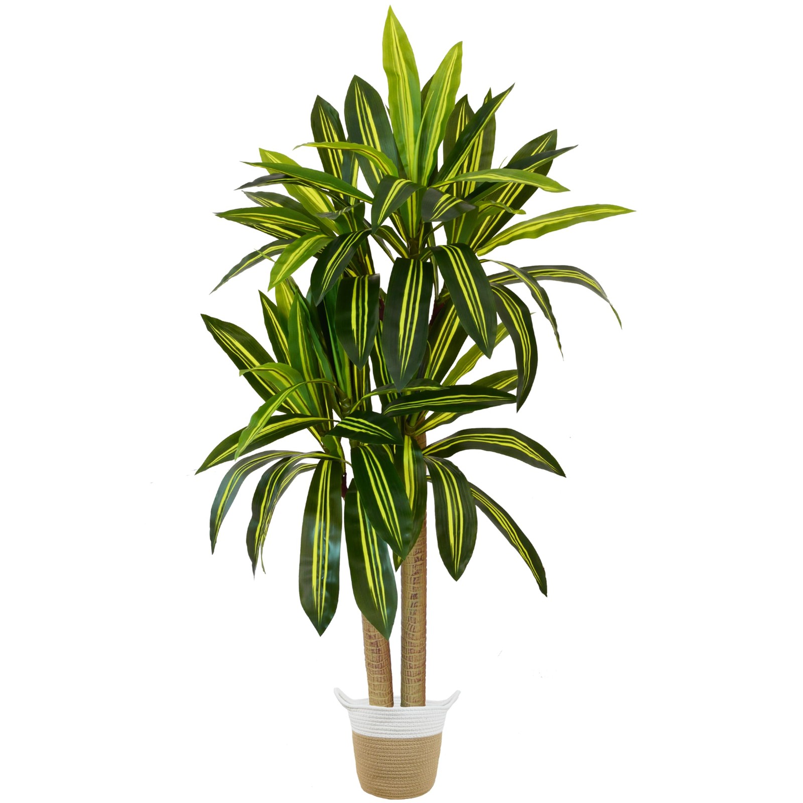 Artificial Dracaena Tree, 5ft Tall Fake Dracaena Plant with Basket, Indoor Ou…