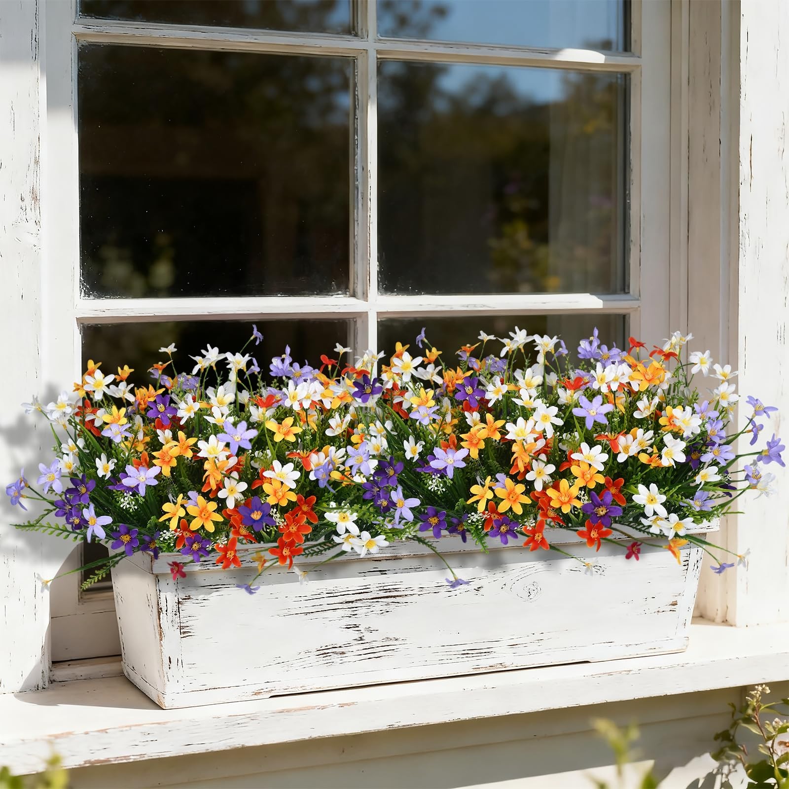 12 Bundles Artificial Spring Summer Flowers Outdoor Decorations Fake Plants, …