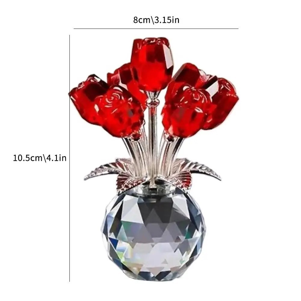 Crystal Gemstone Rose Flower Colourful Rose Bouquet Eternal Ornament Gift
