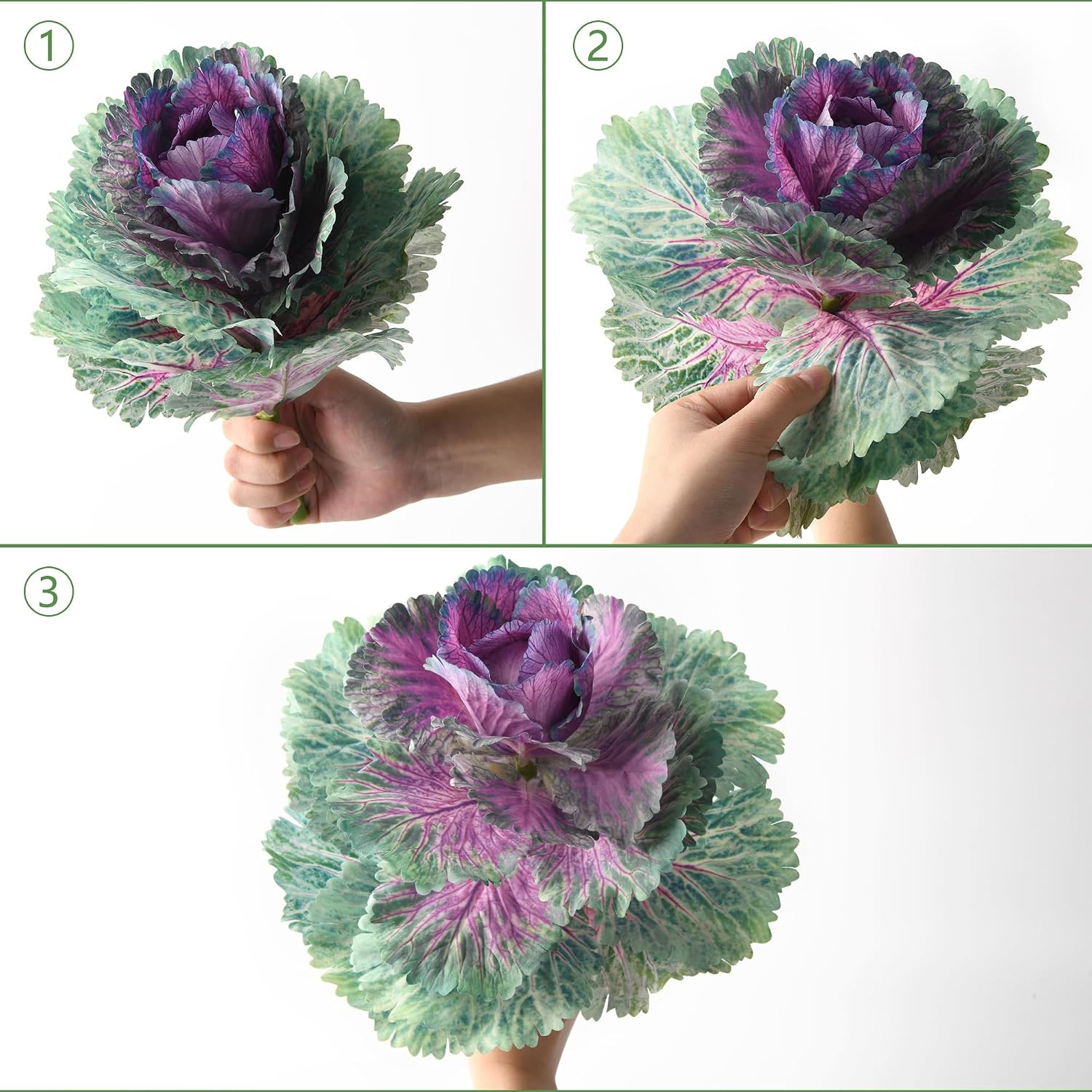 2PCS UV Resistant Faux Cabbage – Realistic Decorative Plants for Home & Garden