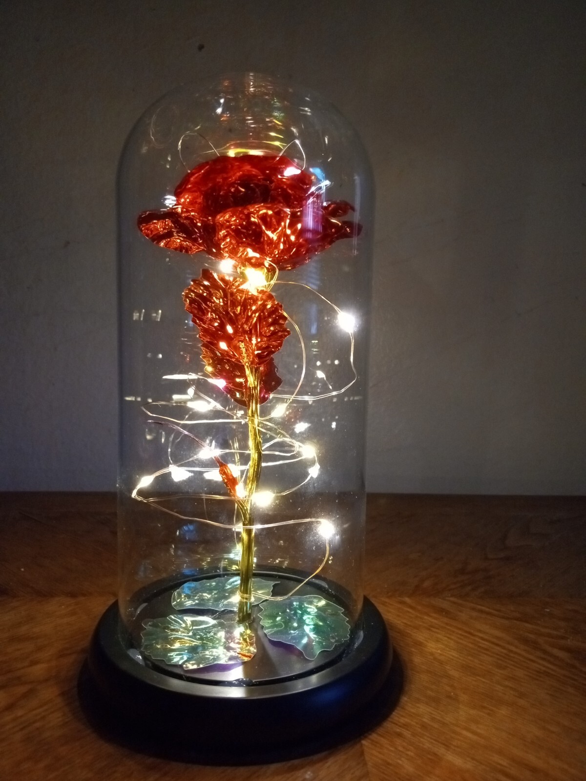 LED Red Rose, Glass Dome. Gifts 4 Women. Christmas or Anytime. Tested Batteries