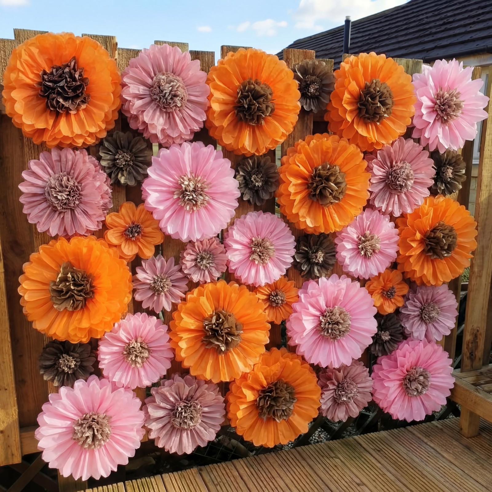 36 Pcs Boho Giant Flowers Decoration for Wall Sizes 10″ to 24” Tissue Pom Po…
