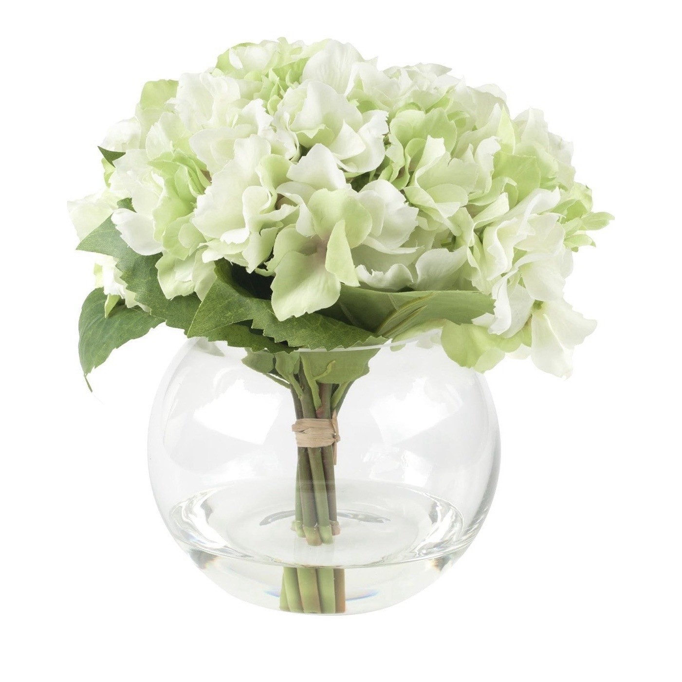 Pure Garden 50-138 Hydrangea Floral Arrangement with Glass Vase Green Faux Water