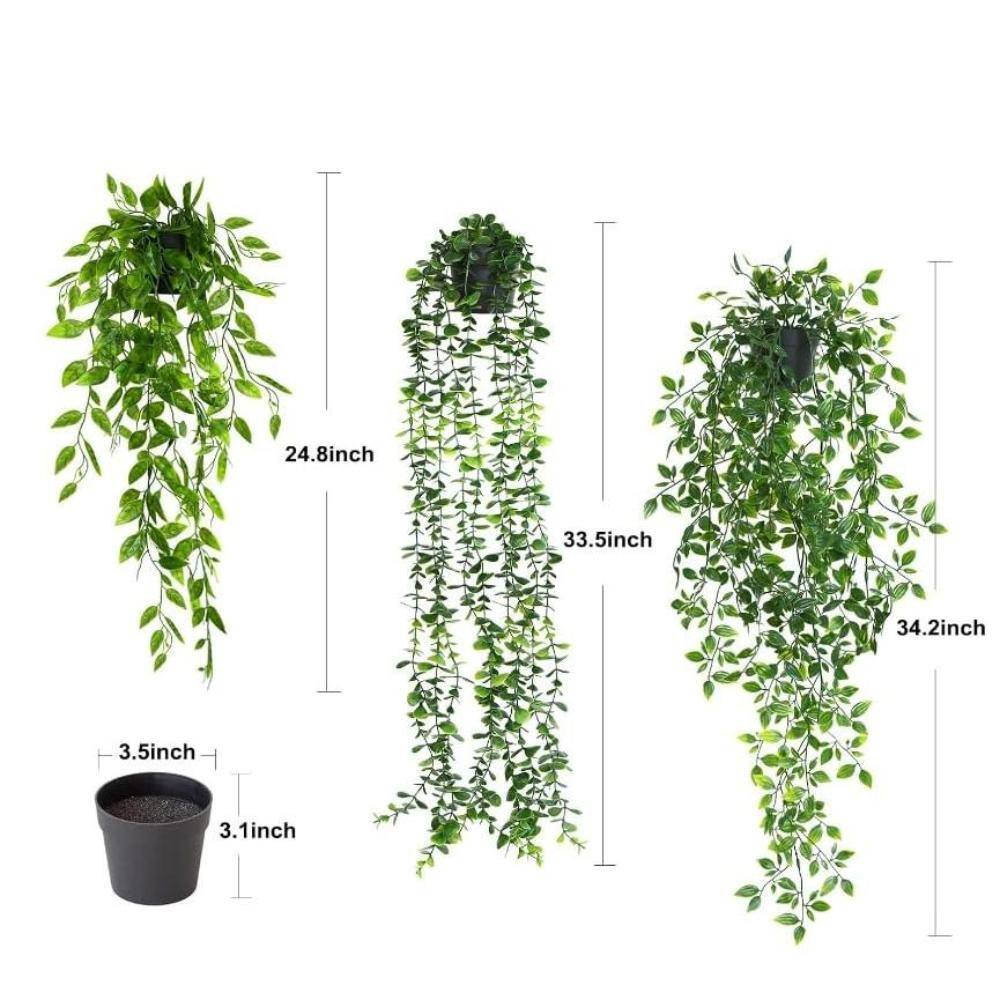 24.8 In. Green Fake Plant Hanging Plants with Pots, Artificial Eucalyptus Hangin