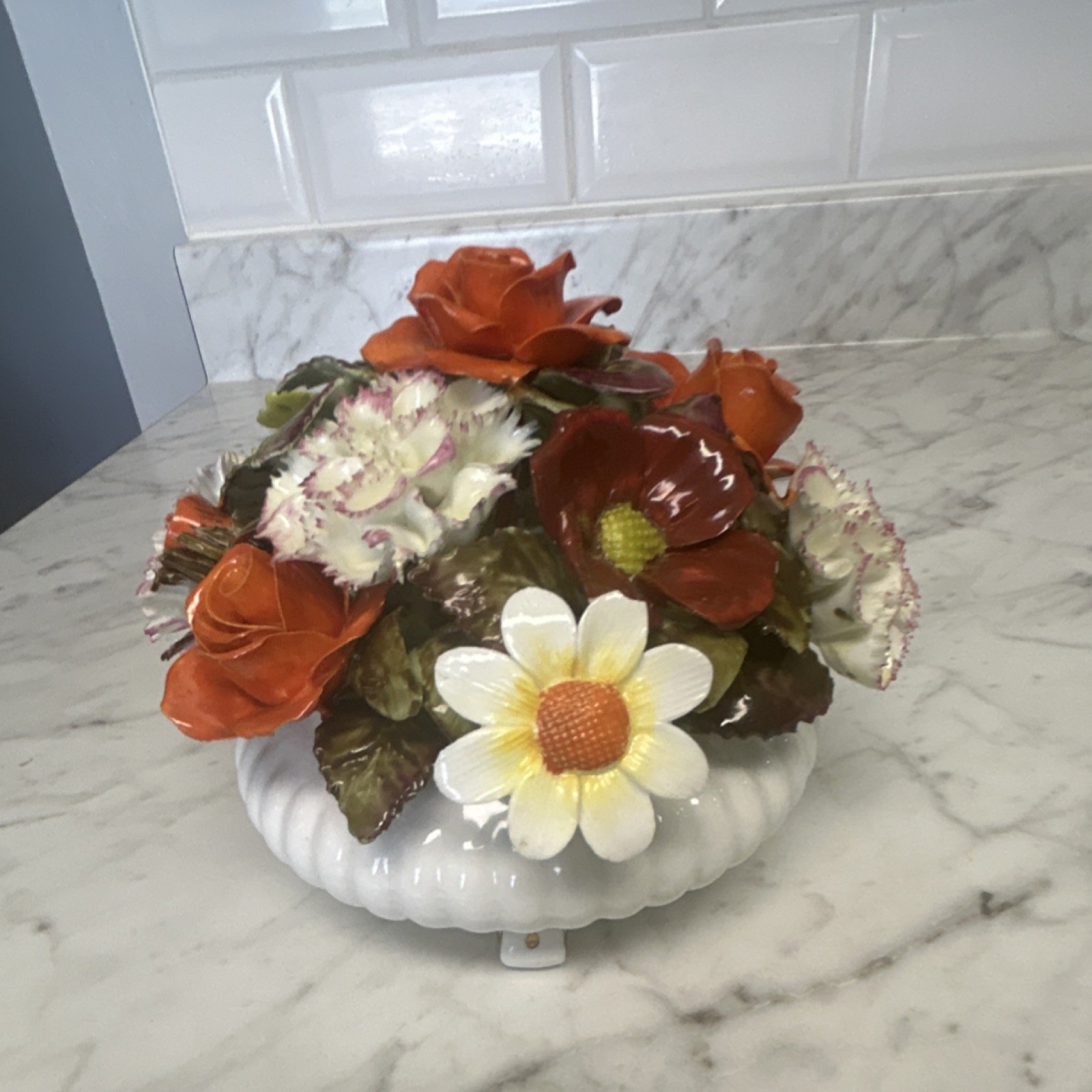 Royal Adderley Bone China Floral Centerpiece Rose Daisy Carnation Multicolor