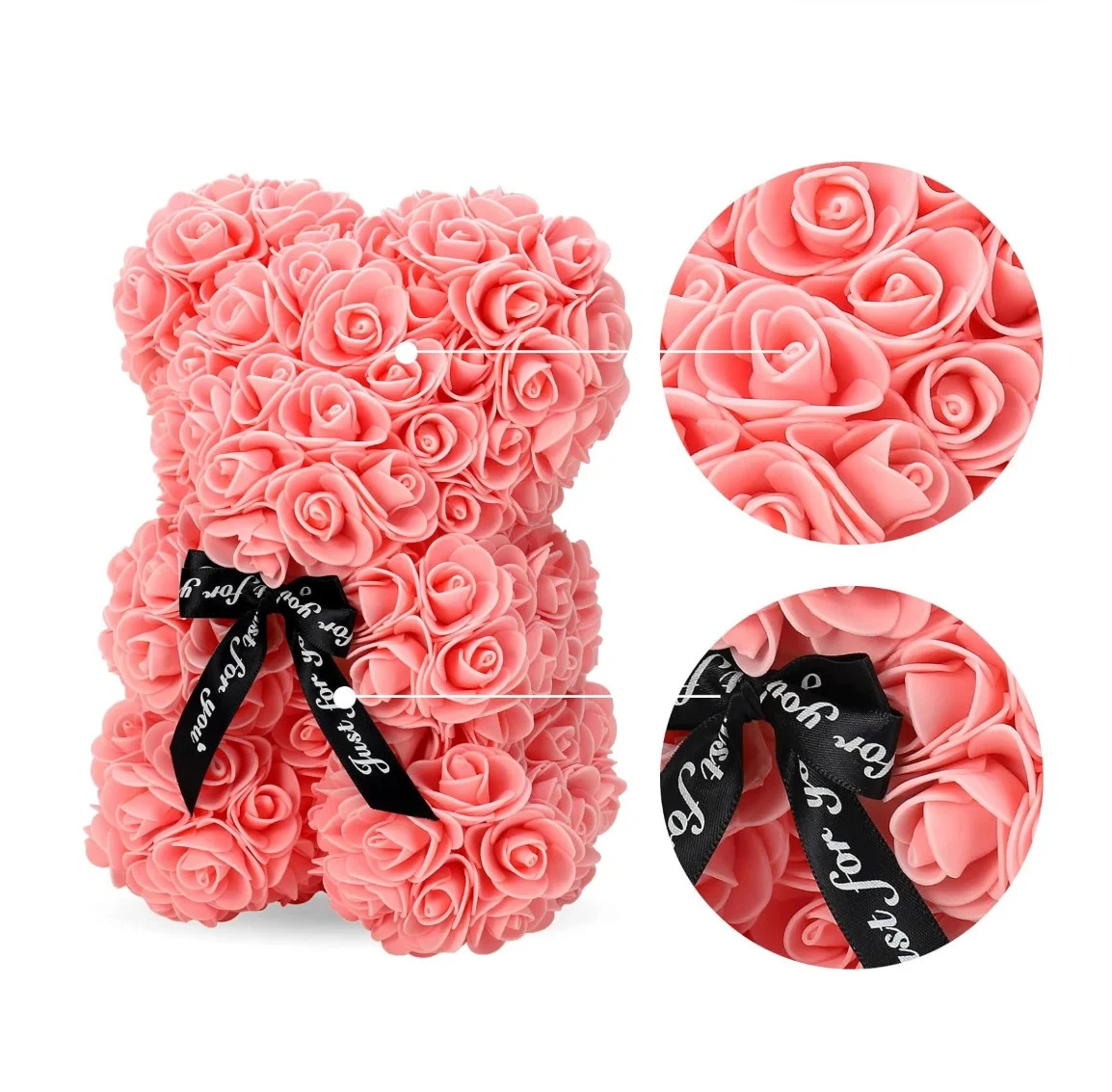 1pc 10inch Artificial Flower Floral Rose Teddy Bear Romantic Valentines Day Gift