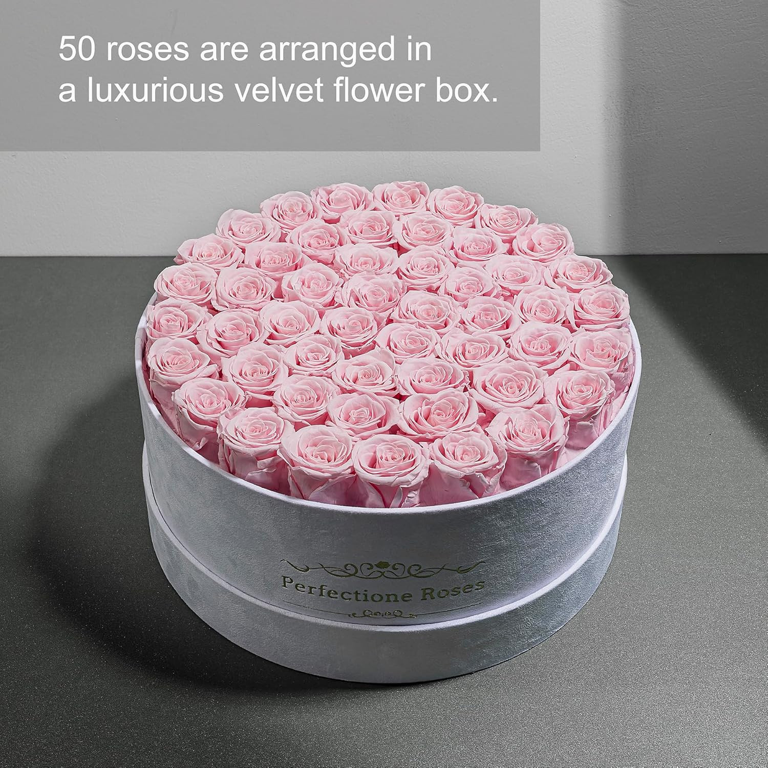 50 Piece Roses in a Velvet Box, Flowers for Delivery, Presereved Flowers Birthda