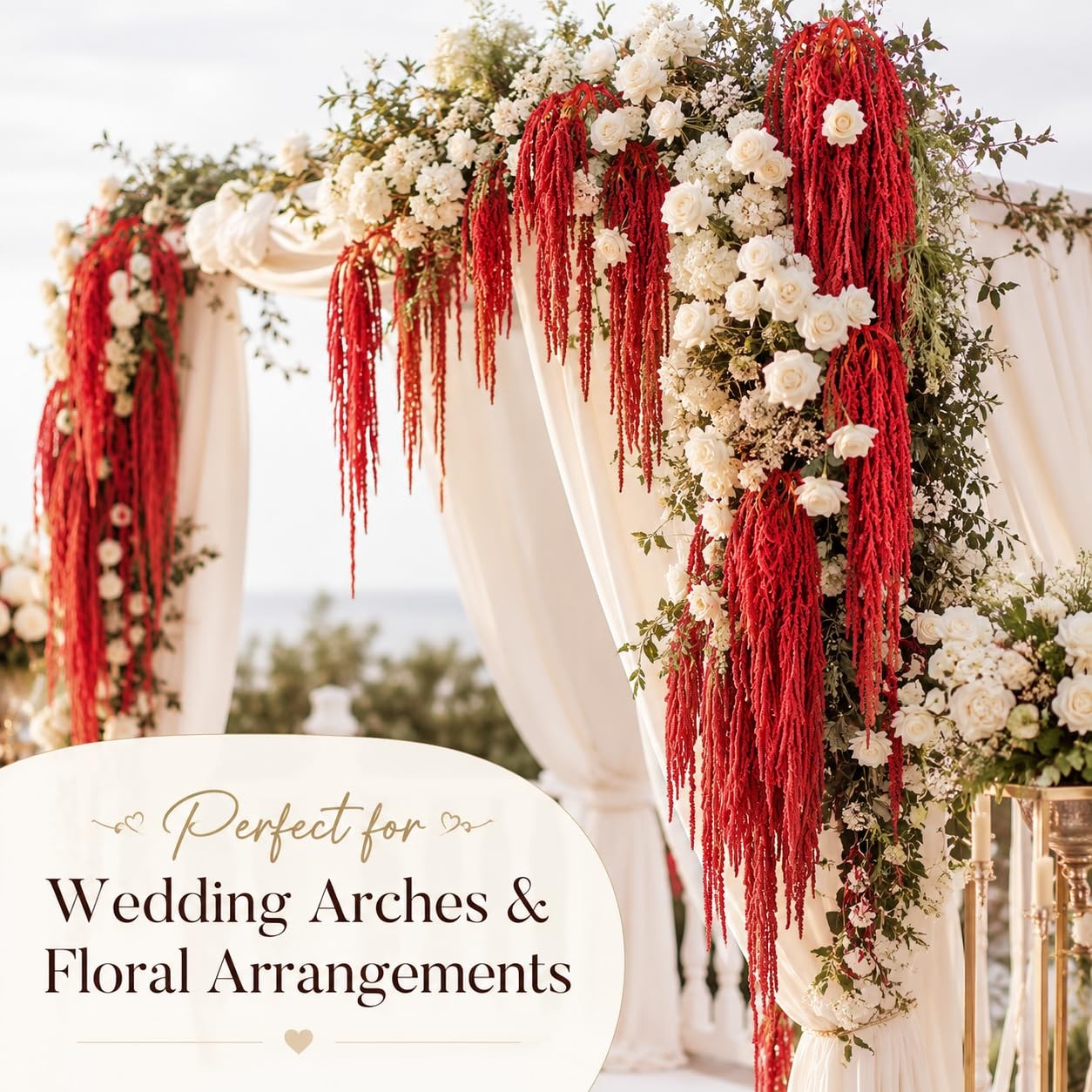 Bright Red Artificial Amaranthus Faux Hanging Vines For Decor Fits 22 Inch