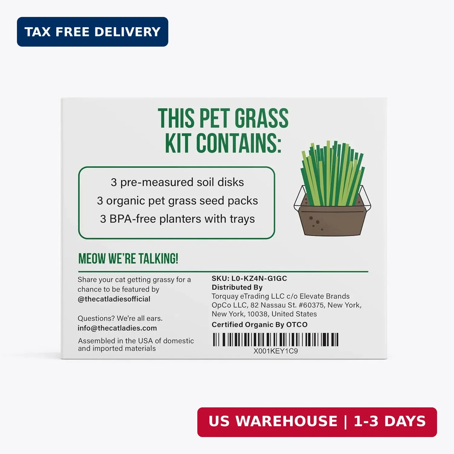 The Cat Ladies Cat Grass for Indoor Cats – Growing Kit – Organic Cat Grass Seeds