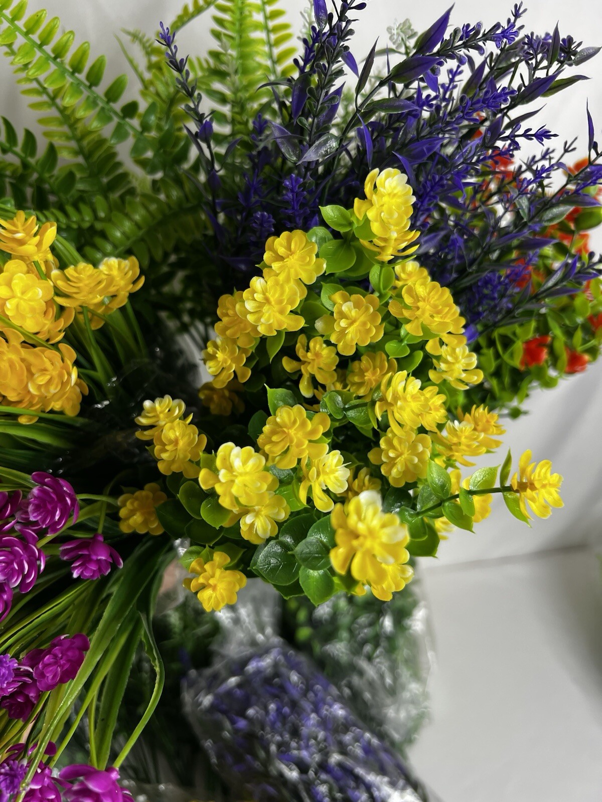 Zeyune 42 Bundles Artificial Flowers Fake UV Resistant for Outdoor Plastic