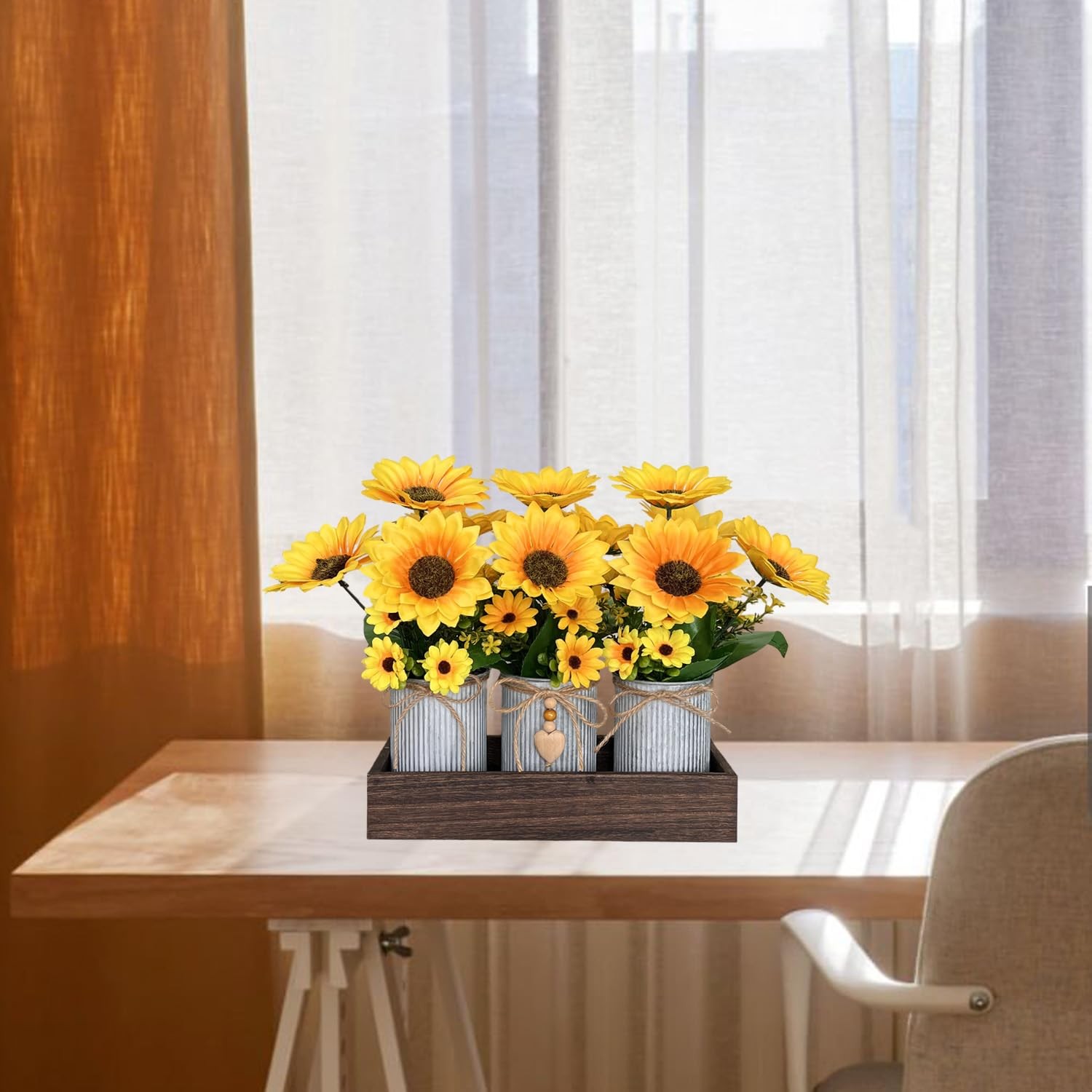 Sunflowers Artificial Flowers Decorations, Sunflower Table Centerpieces for W…
