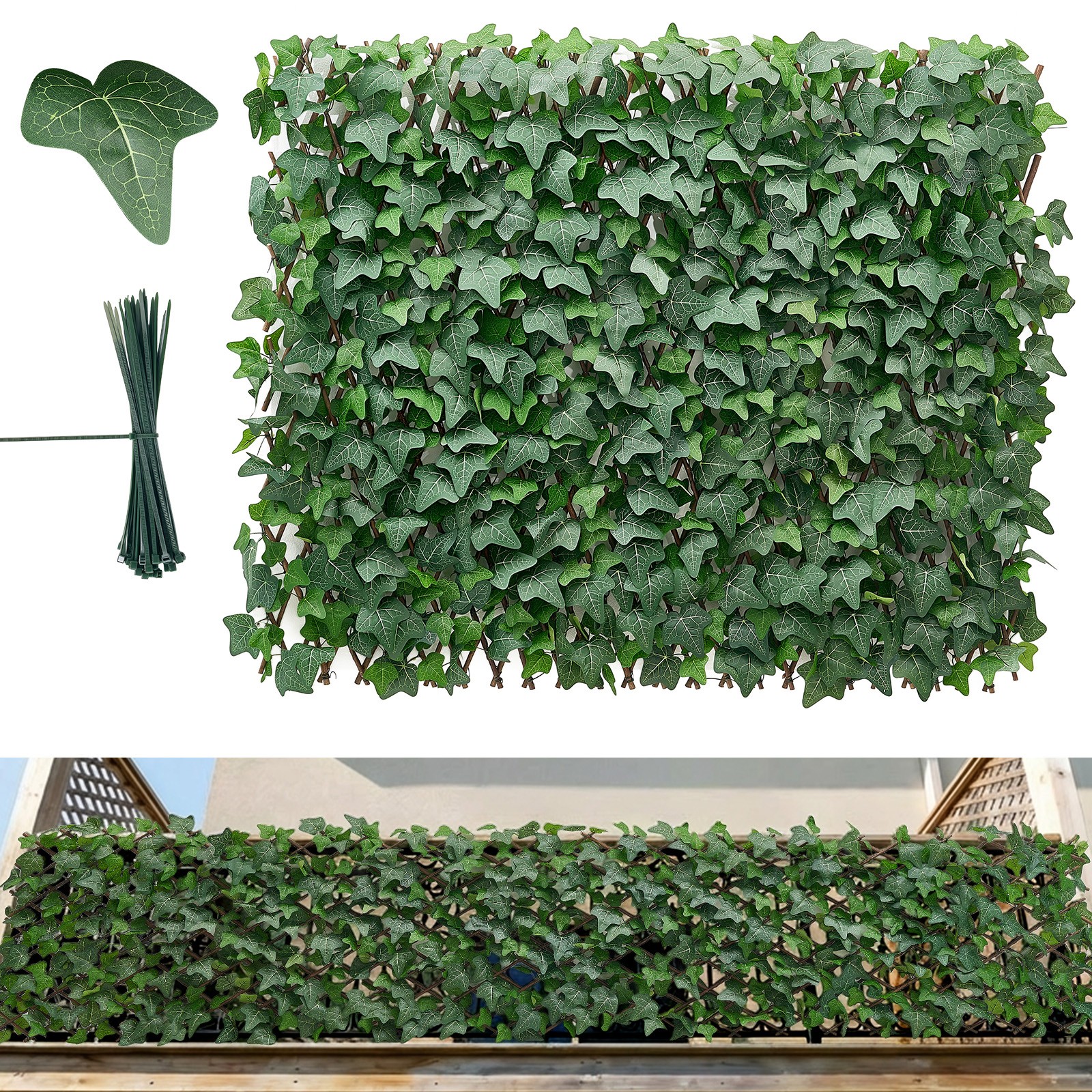 Uimoso Expandable Privacy Fence Screen 25×126 in Artificial Plant Wall for Patio