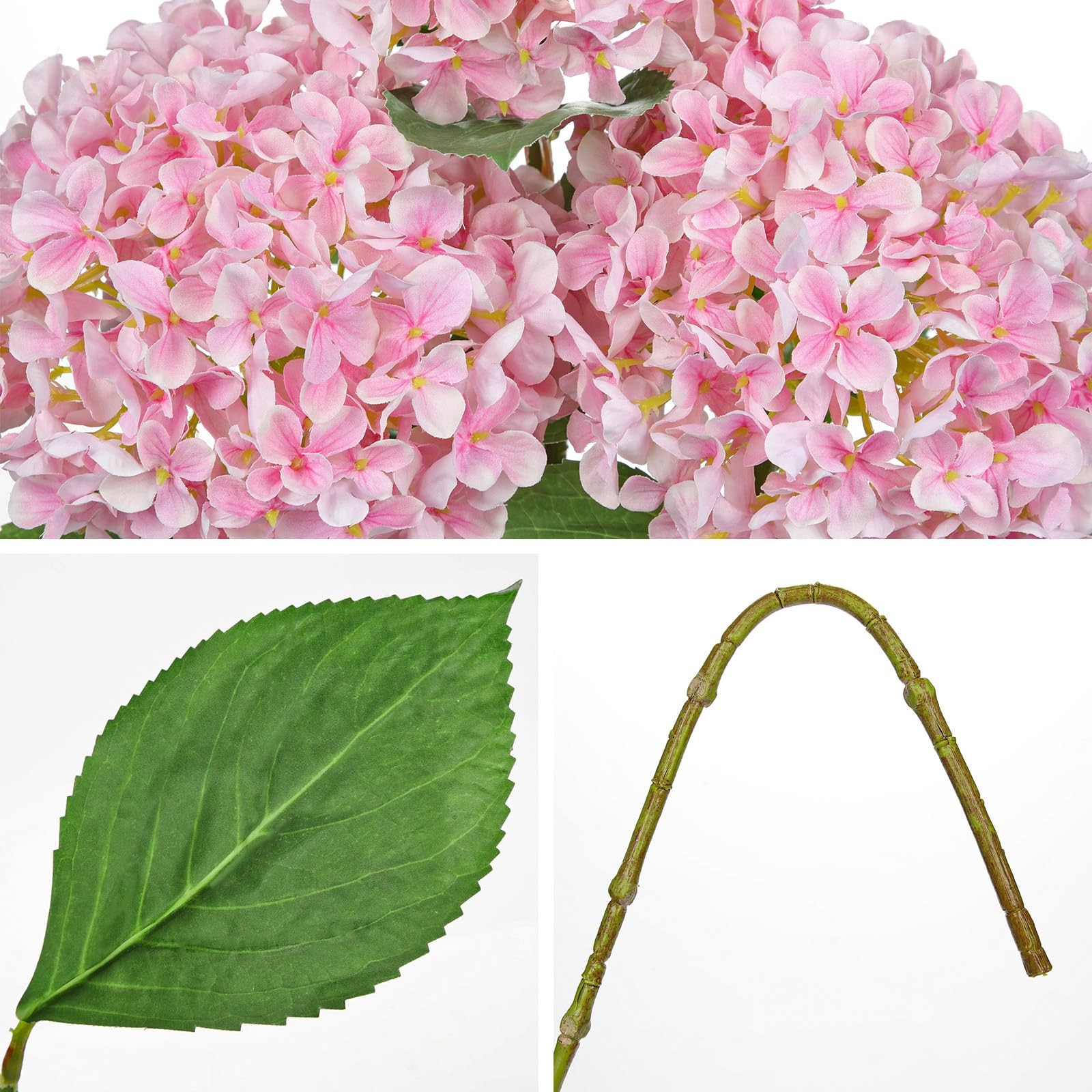 26″ Artificial Hydrangea Flower with 6.6″ Large Bloom, Realistic Gradient Sil…