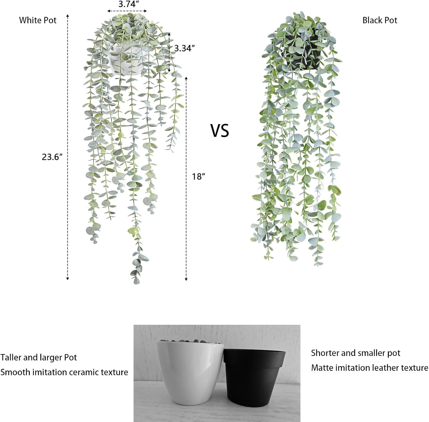 Decorative Hanging Plants for Shelf, Faux Ivy Eucalyptus Vine, Fake Greenery in
