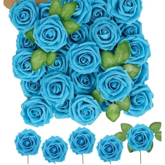 NEW N & T Nieting Blue Artificial Foam Flower Set Wedding Florals Decor Turq