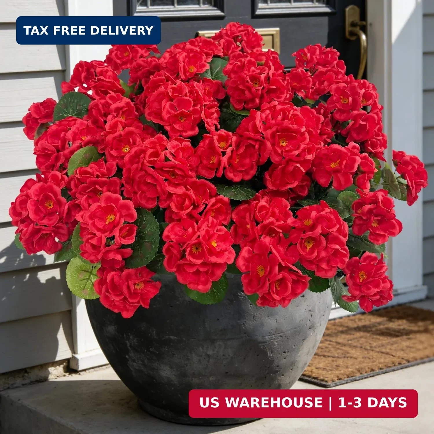 Ouddy Decor Artificial Geranium Flowers for Outdoors, Fake Silk Flowers UV Resis