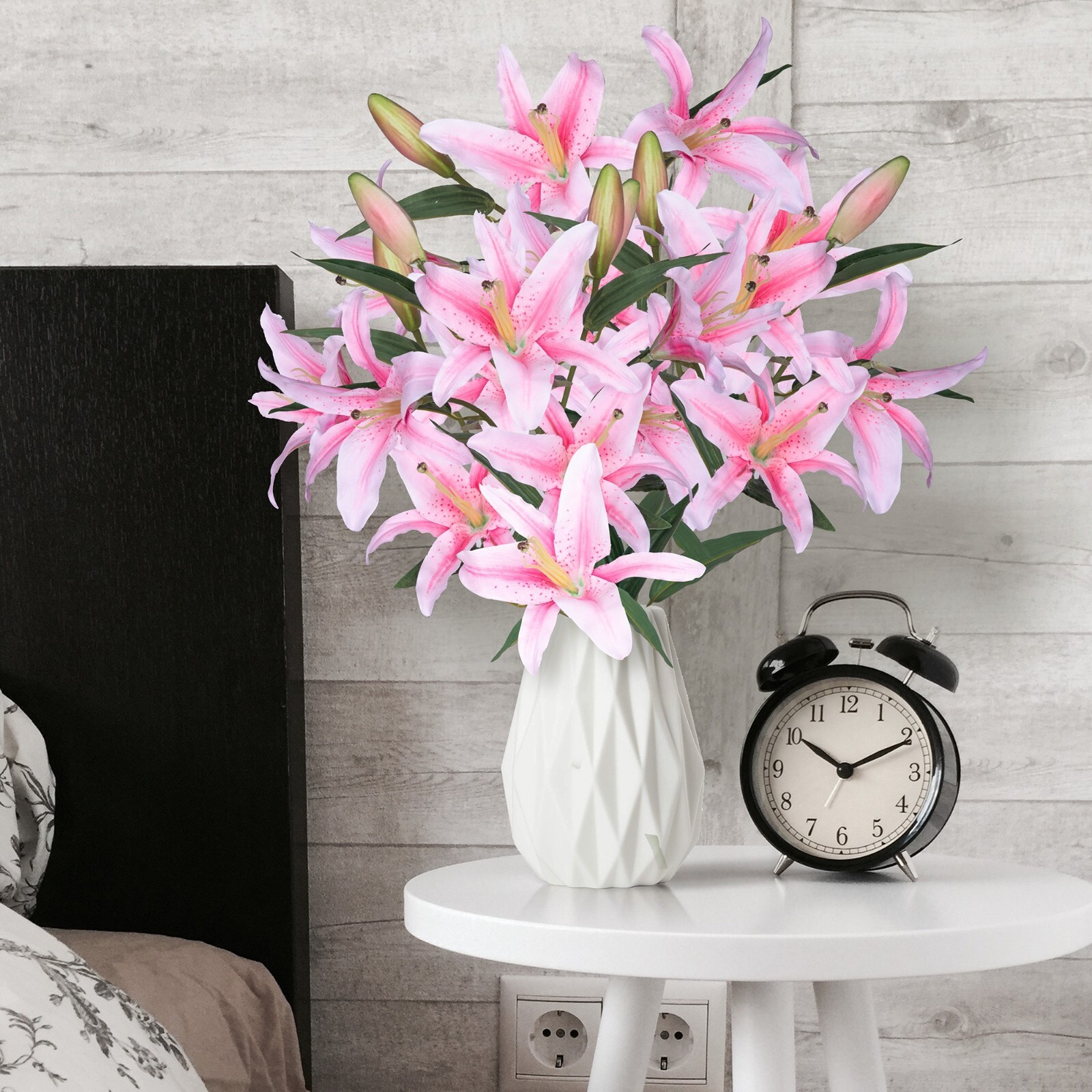 Lilies Artificial Flowers Bulk 30” Long Stems Silk Bouquet for Home Decoration