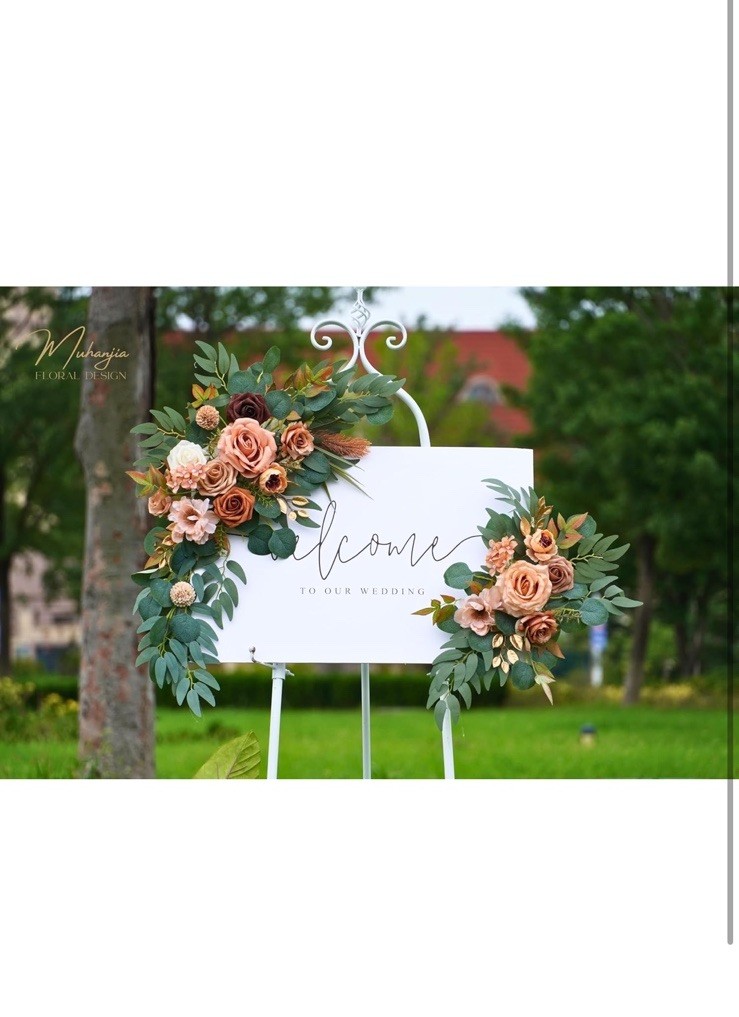 Wedding Sign Faux Flower Swag (Pack of 2) for Ceremony Party Reception