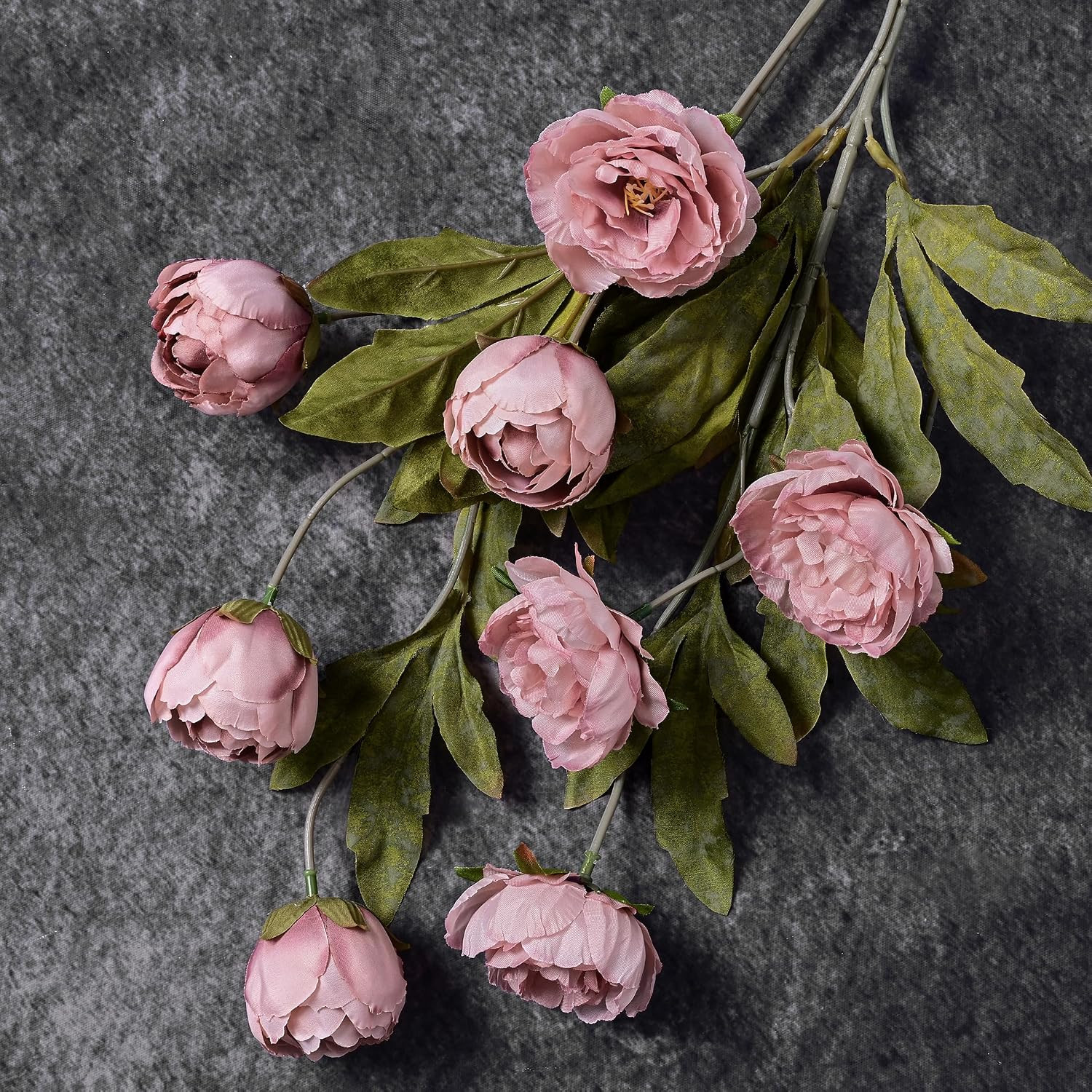 Waipfaru 6 Pcs Faux Peonies Artificial Flowers for Vase, Vintage Silk Peony Stem