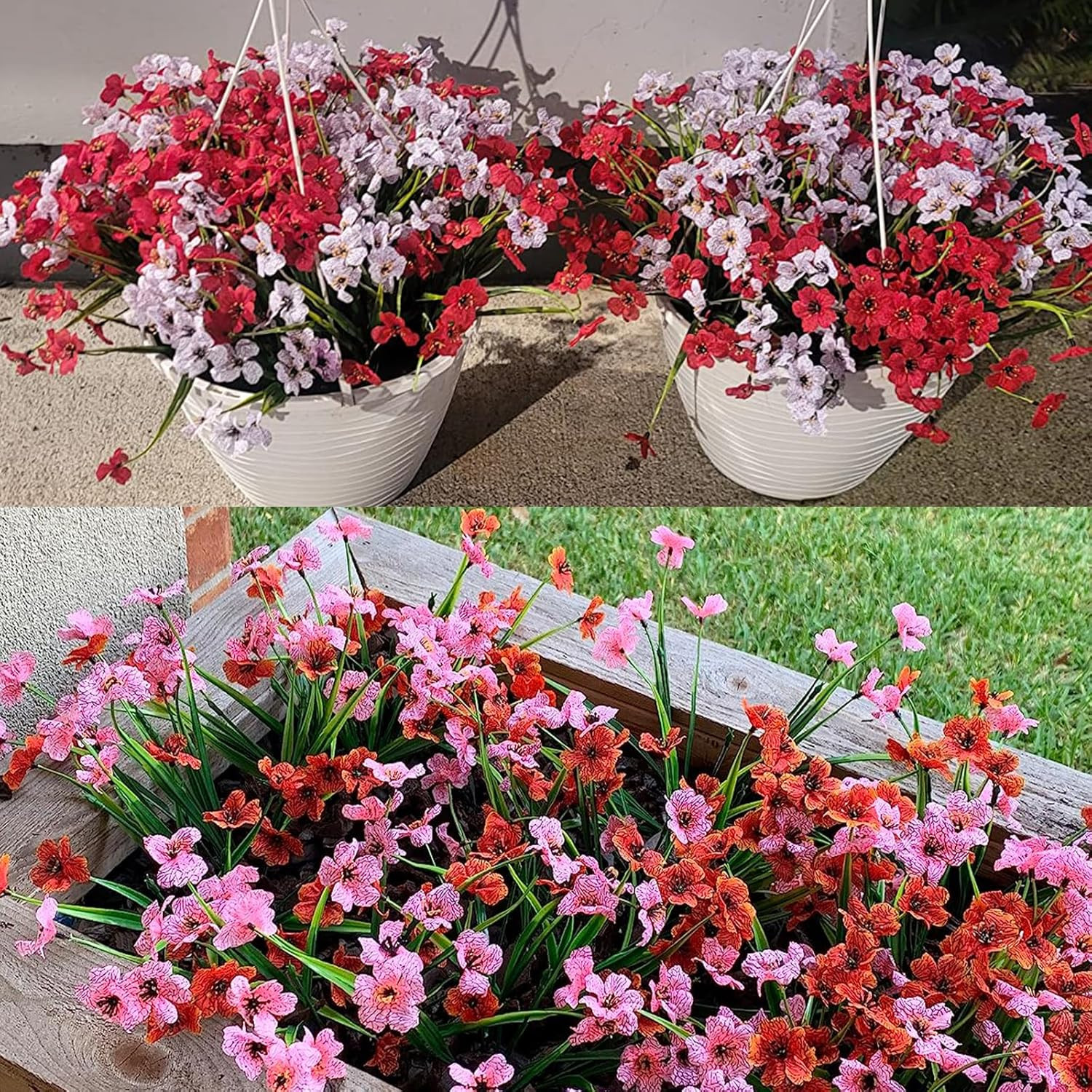 20 Bundles UV Resistant Artificial Flowers for Outdoor Decor – Red