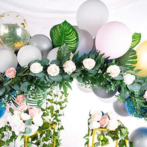 4 Packs 6.5 Feet Artificial Silver Dollar Eucalyptus Leaves Garland with Willow