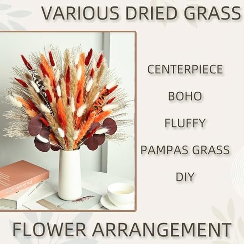 Dried Pampas Grass Bouquet Boho Rustic Wedding and Home Table Maple Harvest