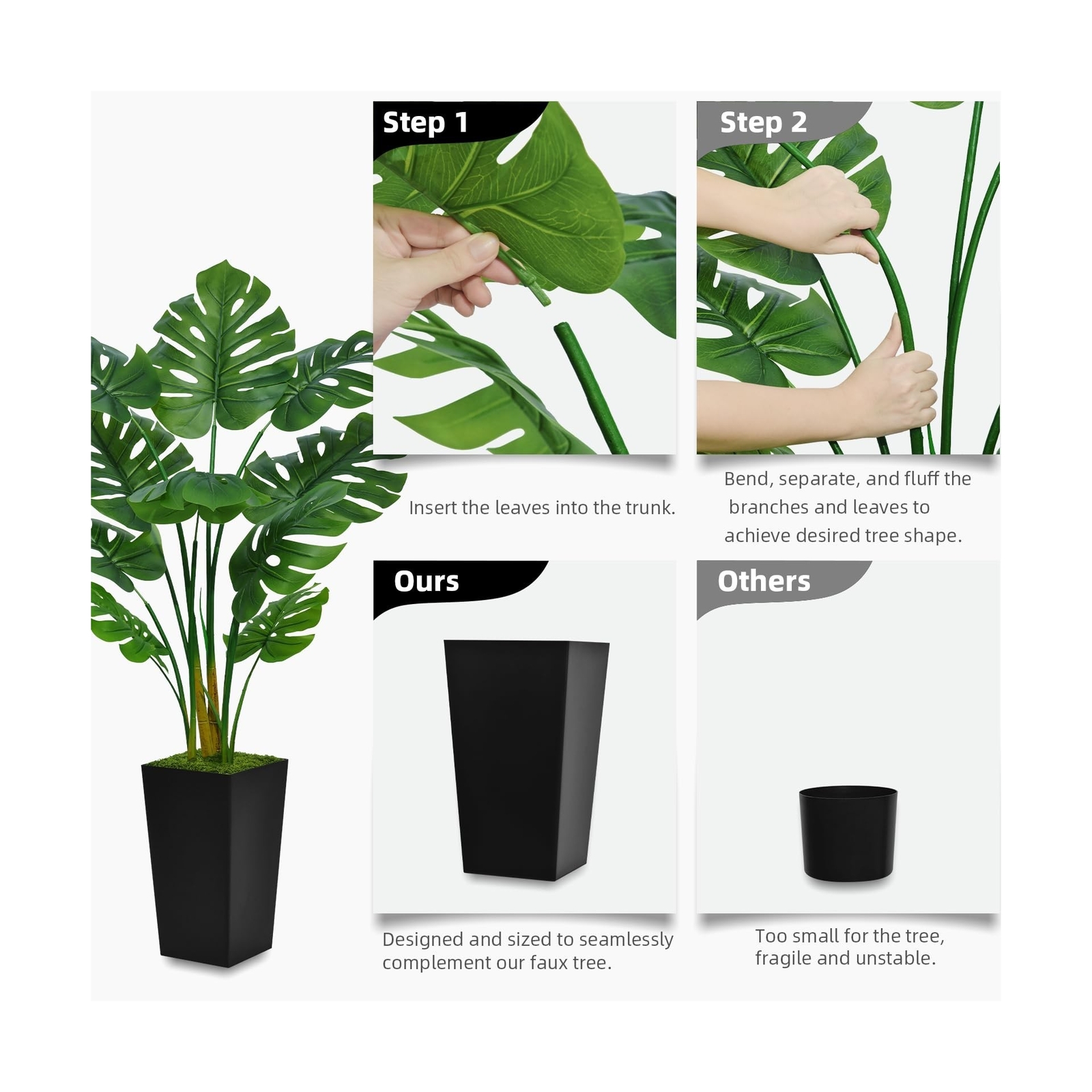 ASTIDY Artificial Monstera Deliciosa Plant 5FT – Faux Tropical Palm Tree with…