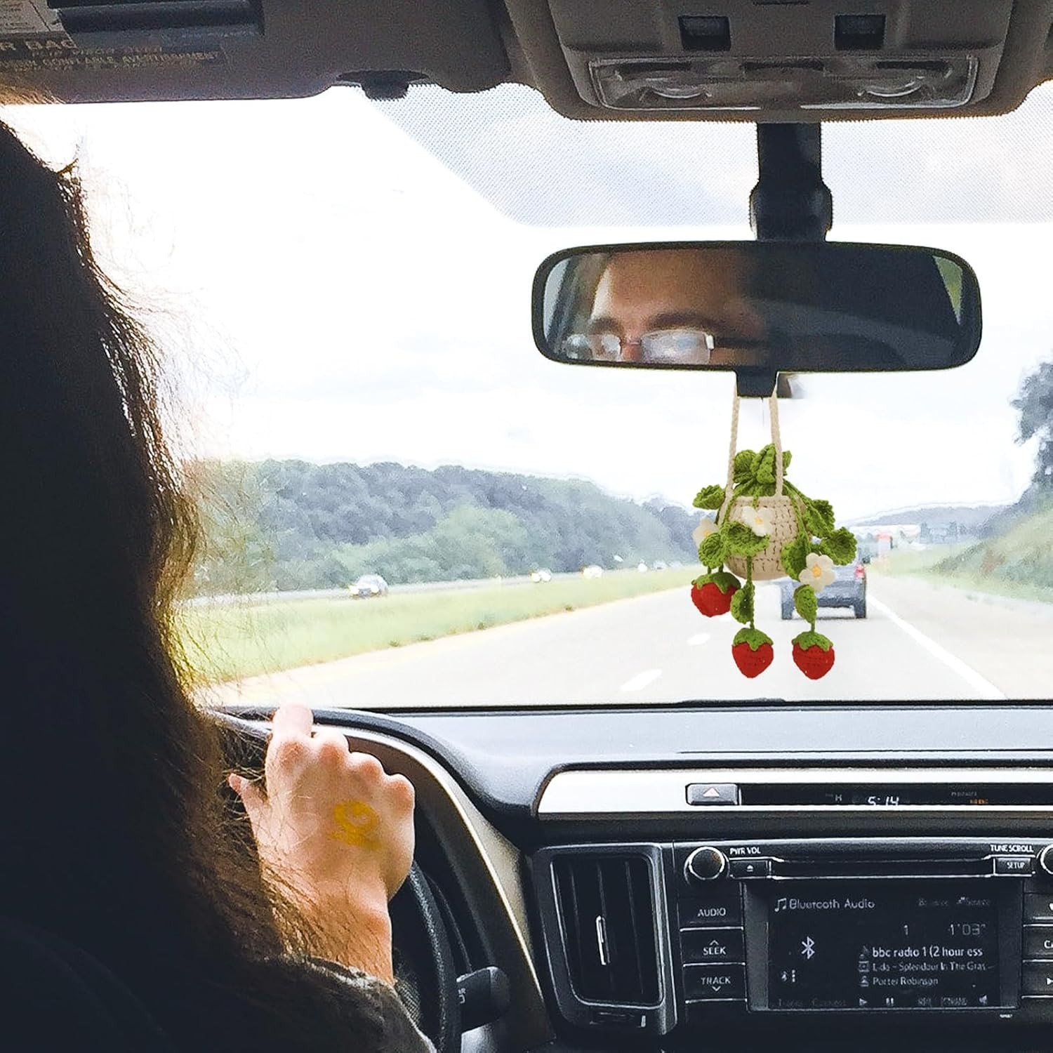 Crochet Hanging Plant for Car,Car Decorations Interior,Plant Strawberry Aesth…
