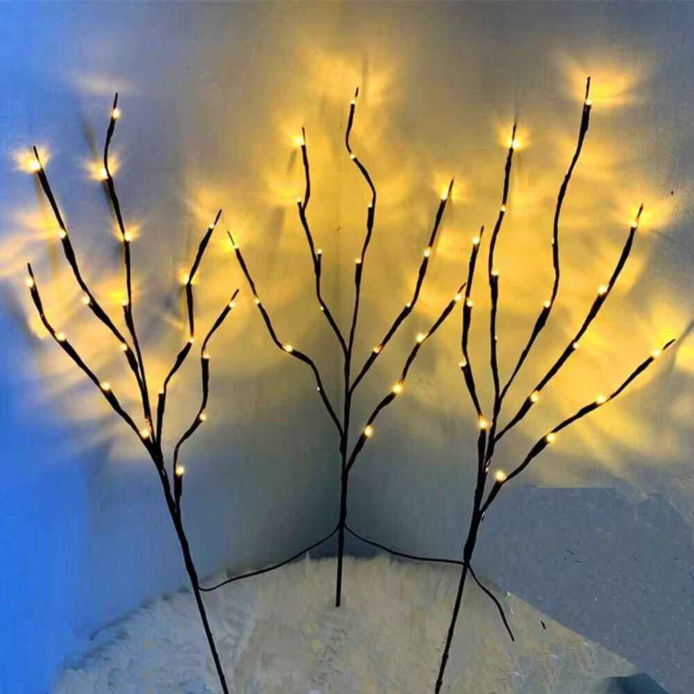 30 In. Brown Artificial Foliage Lighted Willow Branches Decorative Warm White LE