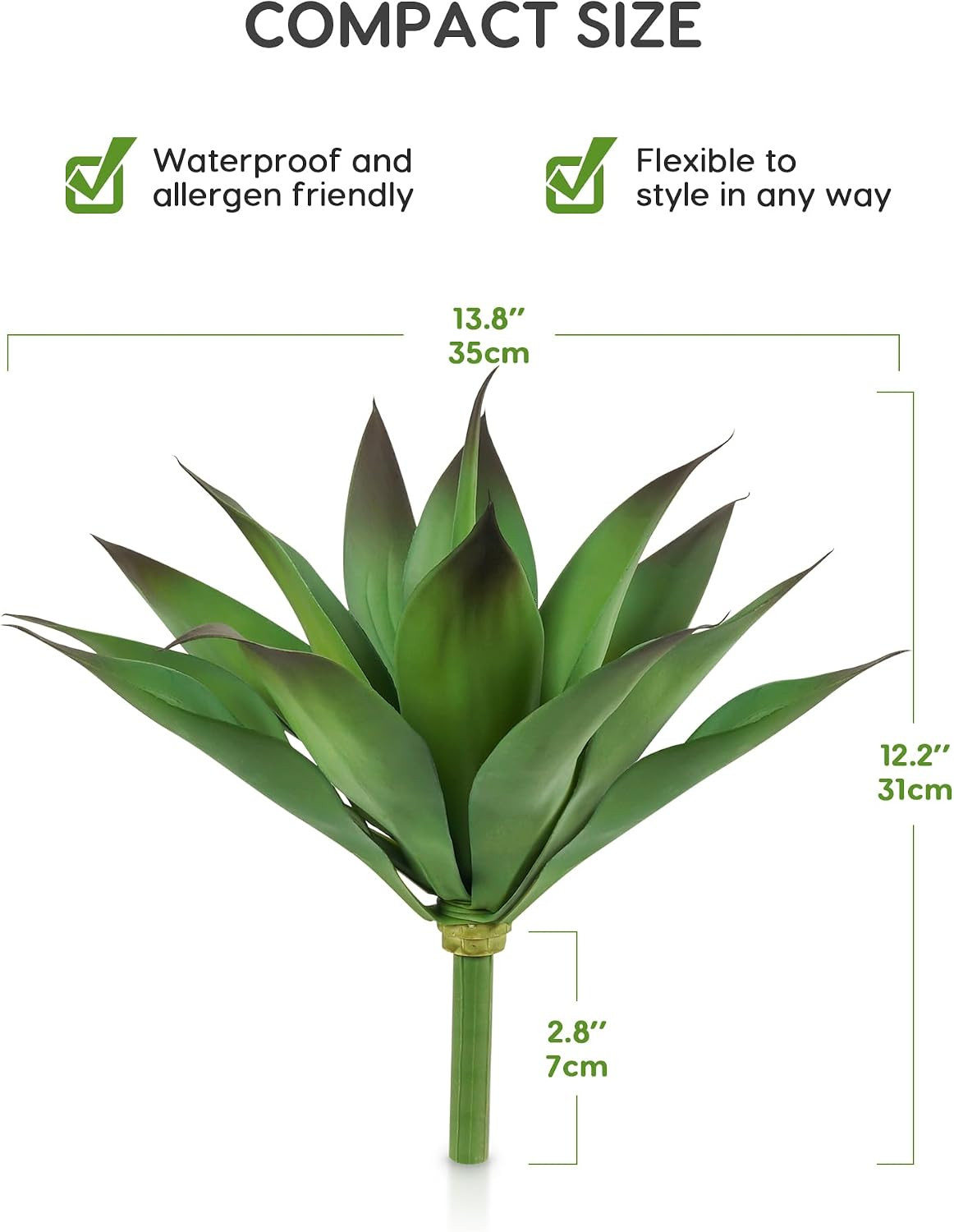 UV Resistant Small Purple Agave Plants – 14 Inch Indoor/Outdoor Decor (2 Pack)