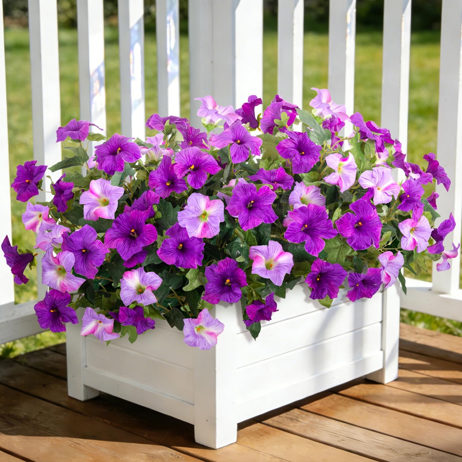 6 Pcs Artificial Petunia Flowers for Outdoor, Fake Spring Petunias Faux Silk …