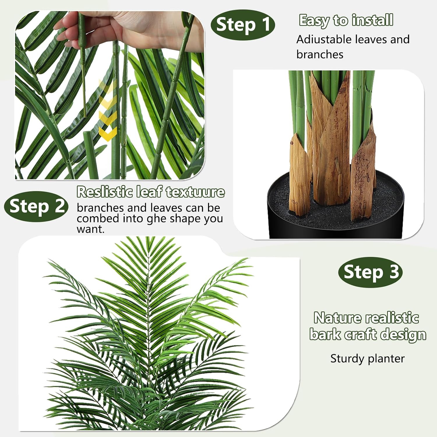 Artificial Palm Tree Indoor 5ft, Large Fake Tropical Areca Palm Tree with 13 Tru