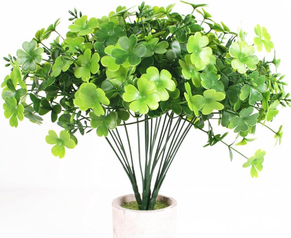 5-Piece Artificial Shamrock Flower Bush for St. Patrick’s Day Decor