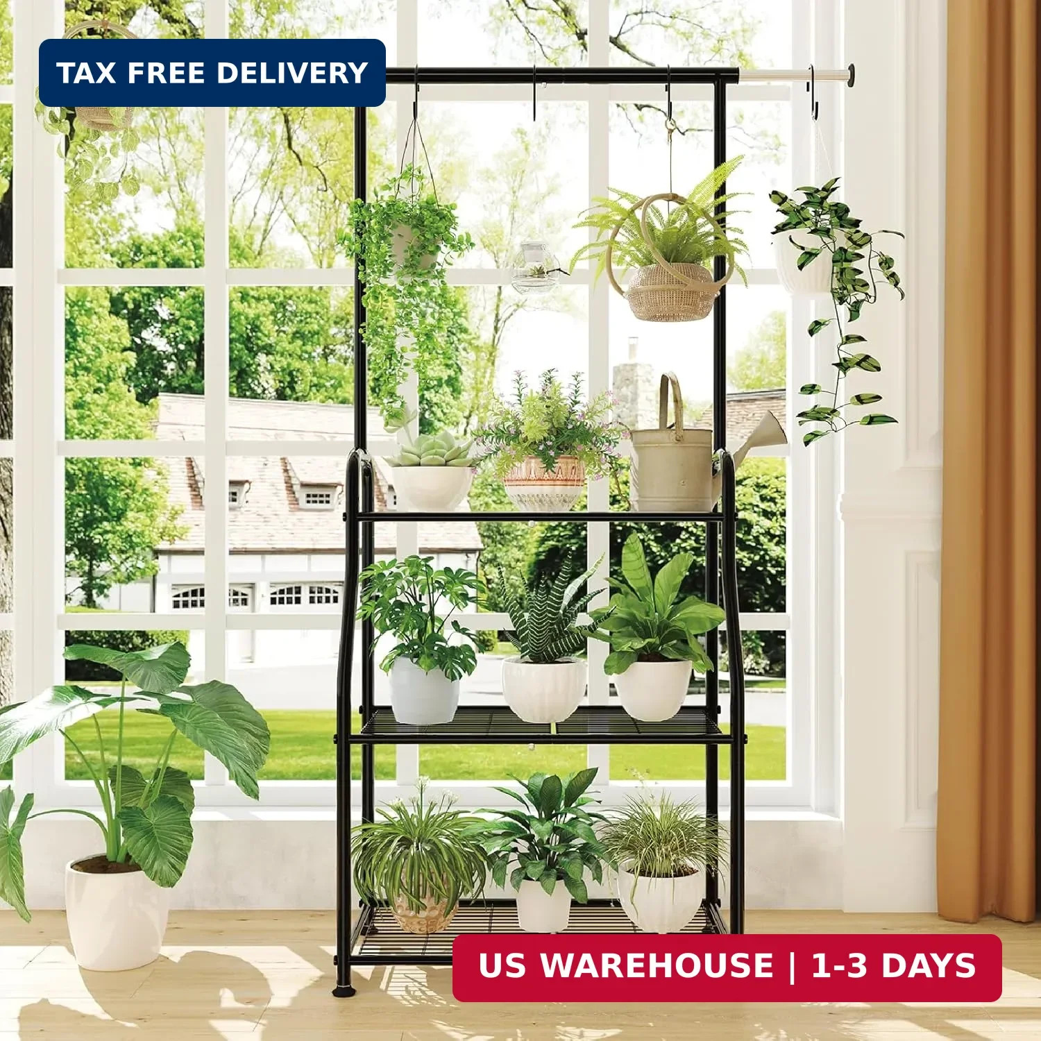 Simple Trending Plant Stand Indoor Outdoor, Heavy Duty Metal 3 Tiered Hanging Pl