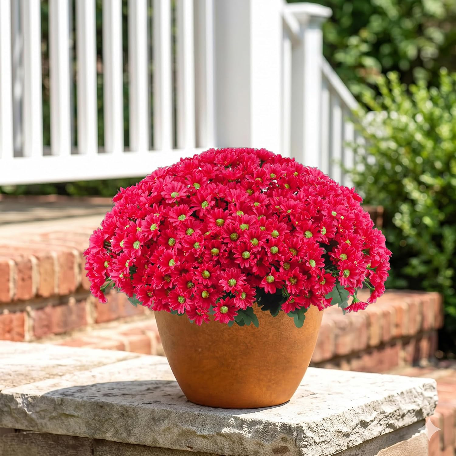 Vibrant Hot Pink Artificial Daisy Flowers with Ground Spikes for Outdoors – 8 Bu