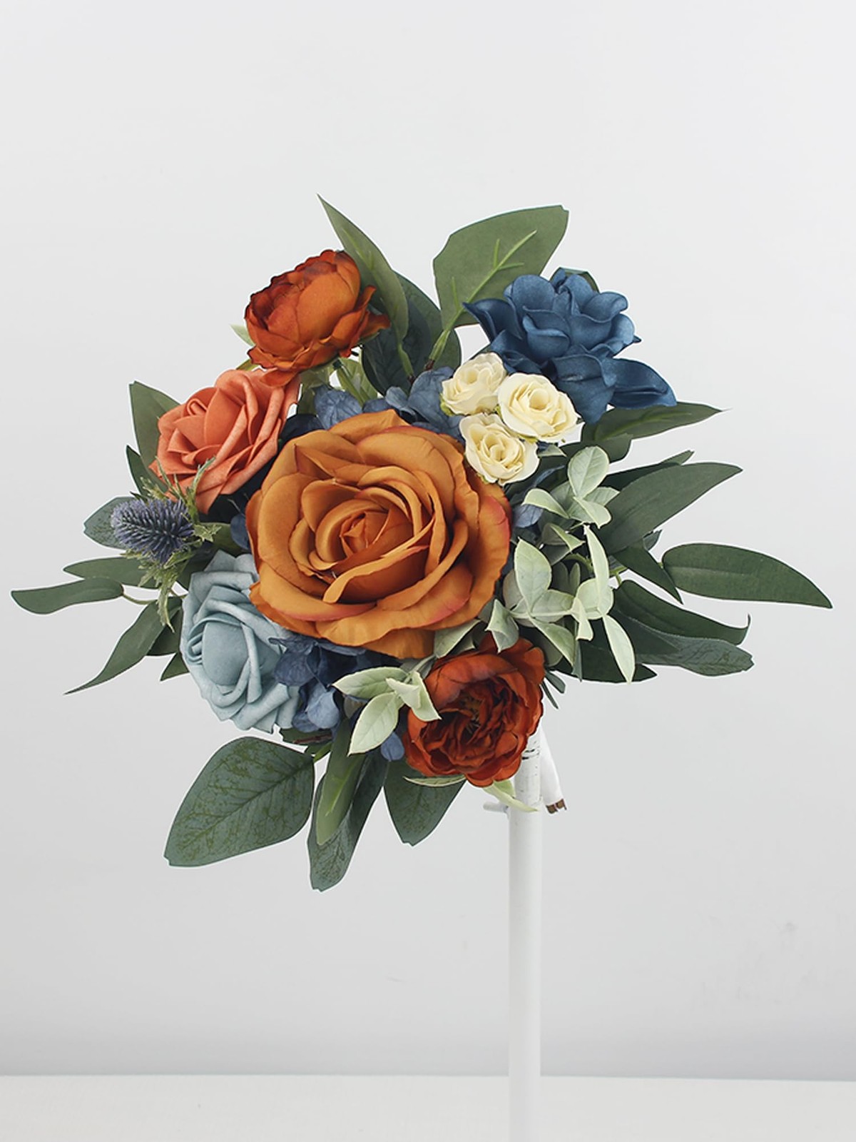 1PC Fall Wedding Bouquet Terracotta Navy Blue Artificial Bridesmaid Bridal Decor