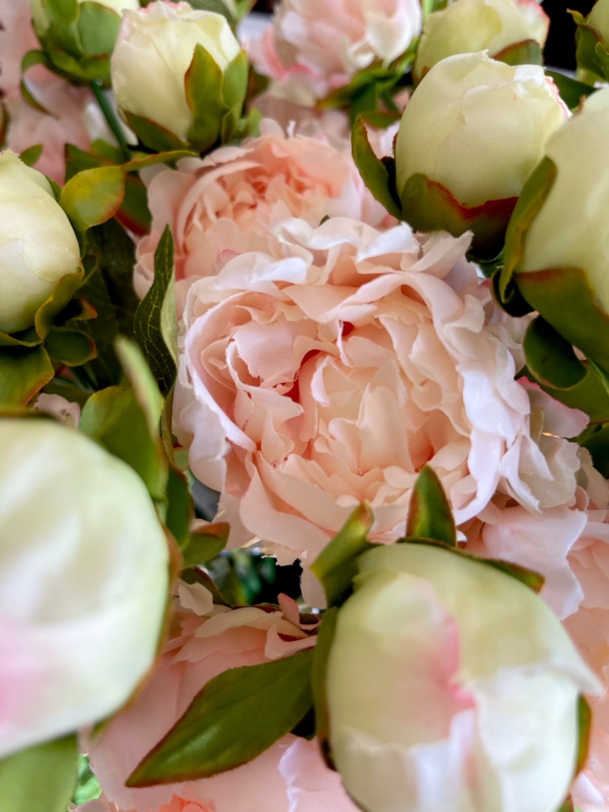 22.5″ LONG FAUX PEONY STEM FLOWER IN COLOR SERIES CREAMS / BLUSH / PINKS / PEACH