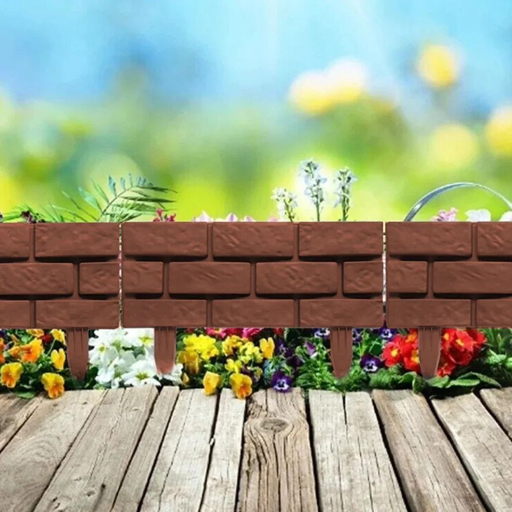 Garden Edge Fence 1/4pcs Imitation Stone Brick Lawn Plants Flowers and Support