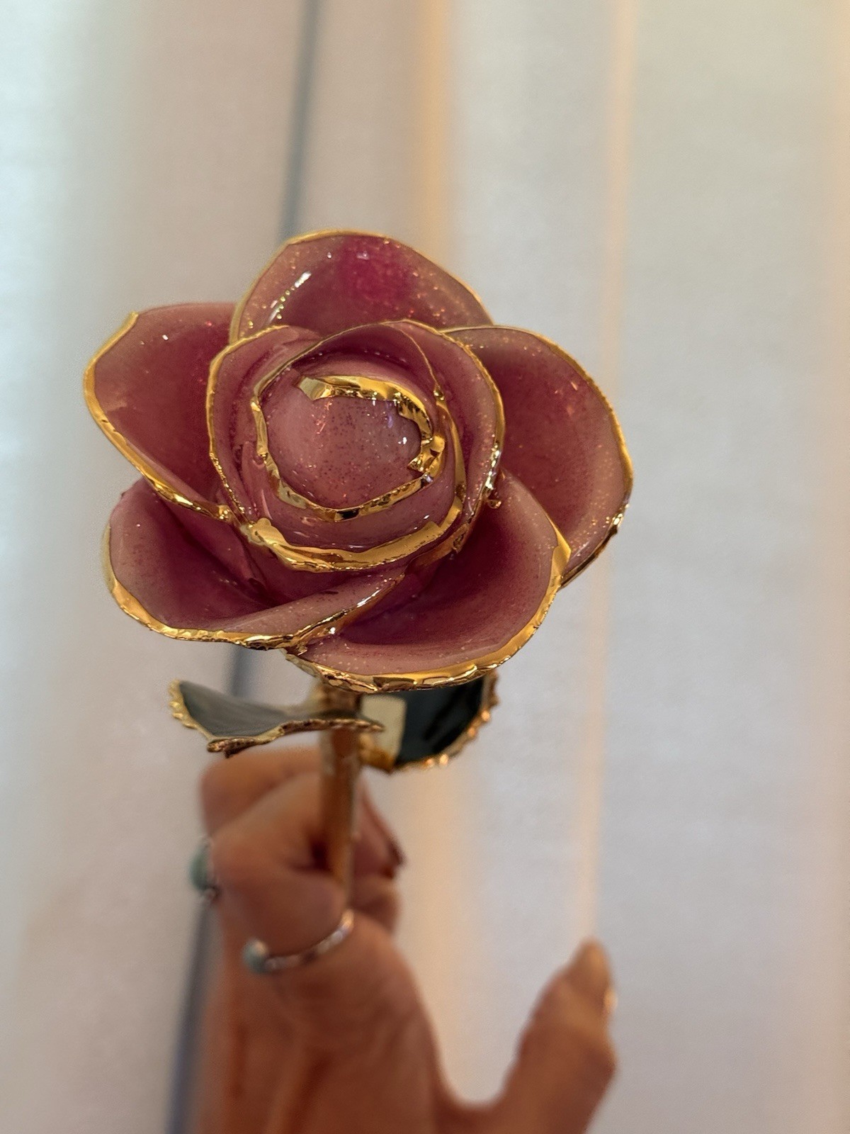 real rose dipped in 24k gold in Plum