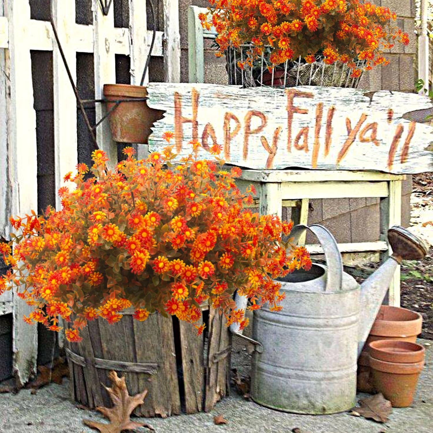 12 Bundles of Faux Fall Flowers – Vibrant Outdoor Decor for Home & Garden