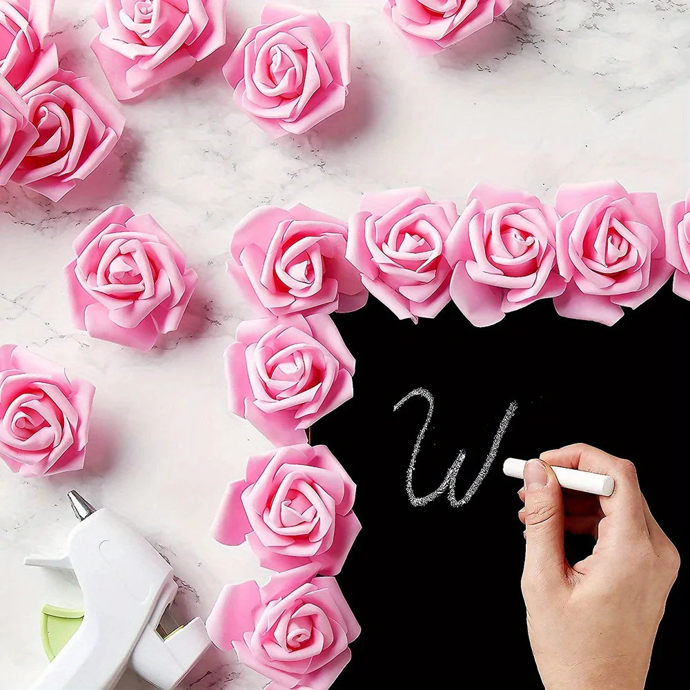 100PCS Artificial Foam Roses Realistic Flowers for Wedding Baby Shower Decor