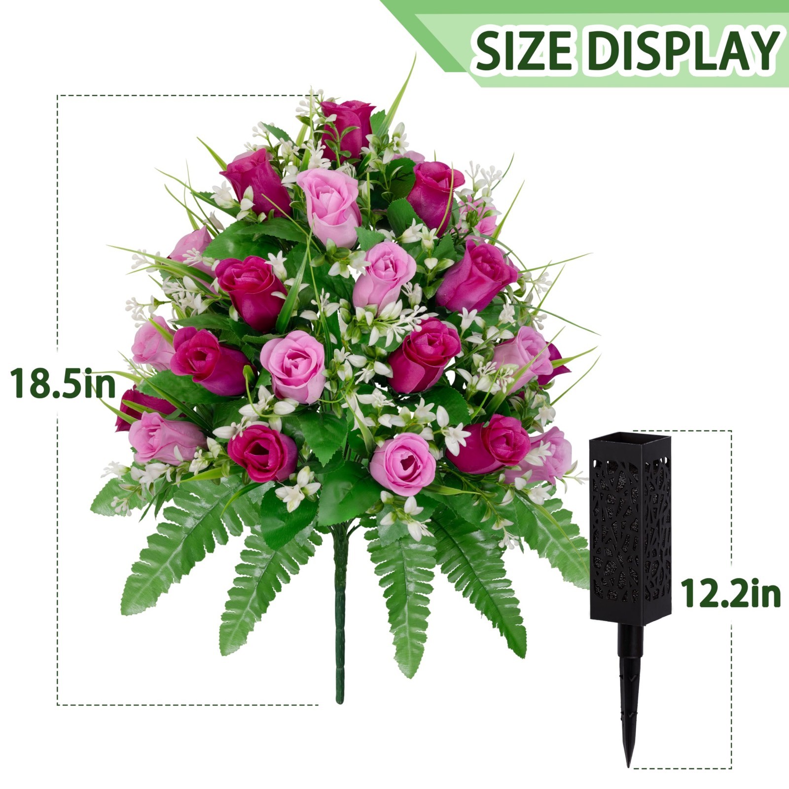 2 Sets Realistic Purple & Pink Artificial Cemetery Flowers – Outdoor Grave Decor